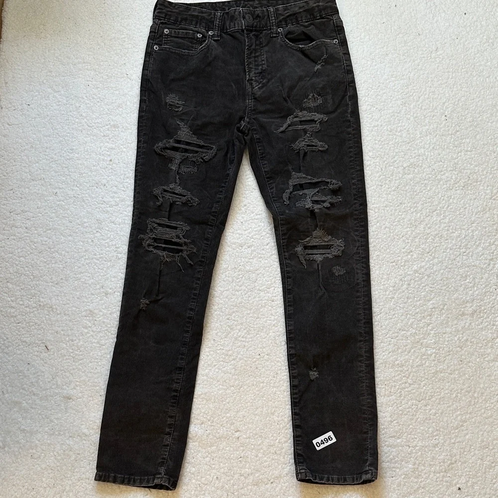 American Eagle Outfitters Men's Black Distressed Skinny Jeans